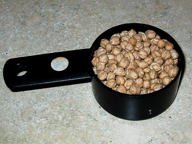 A cup of dried chickpeas