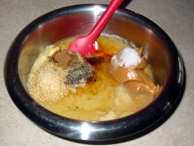 Mixing bowl with hummus ingredients
