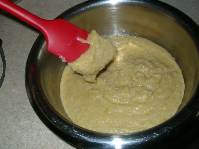 Ground chickpea paste after cooking
