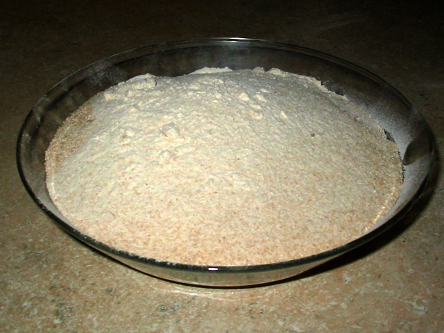 Bowl of freshly milled whole wheat flour